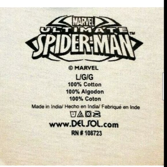 Spiderman Marvel T Shirt Graphic Web Design Beige - Picture 4 of 4